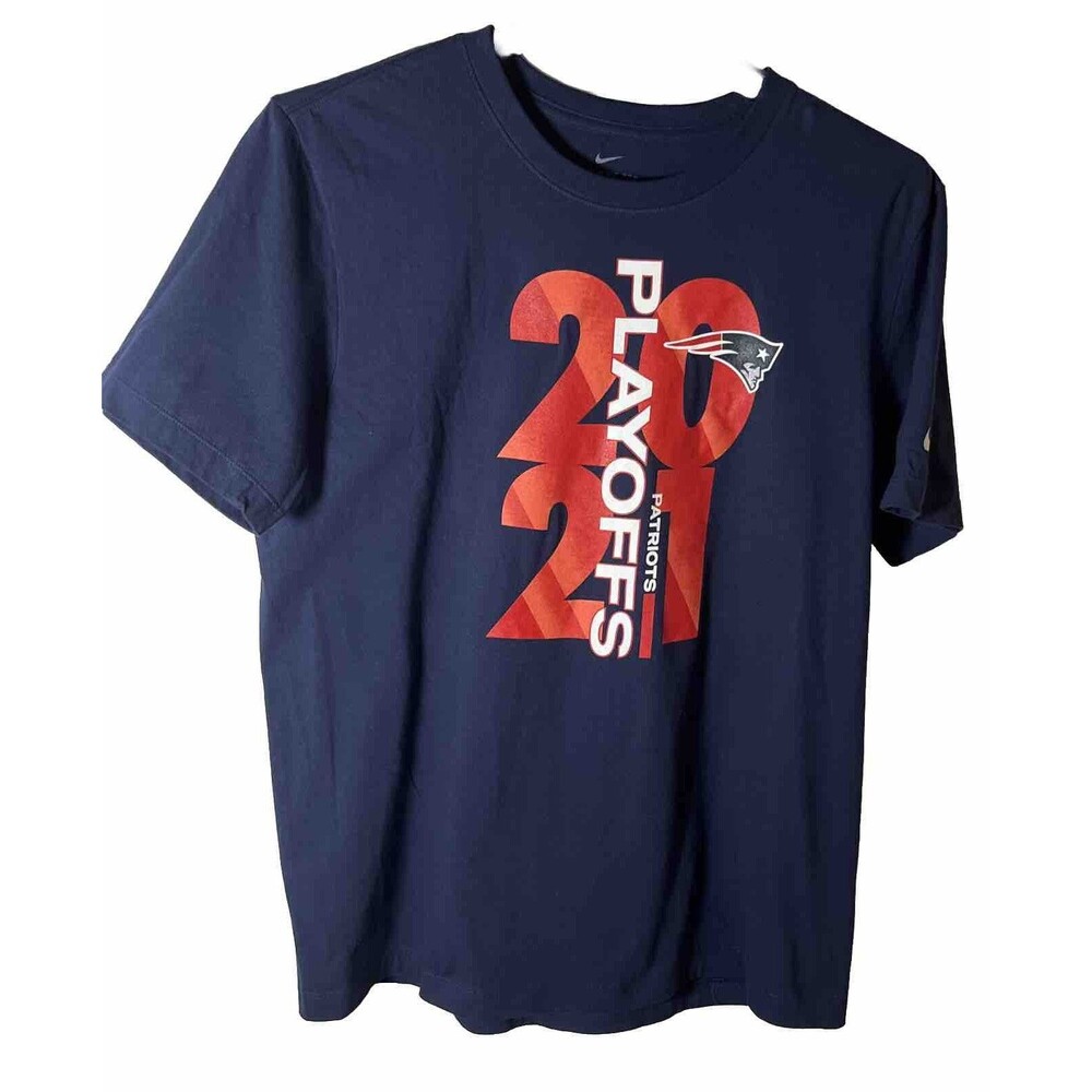 Nike Unisex Navy Blue New England Patriots 2021 NFL Playoffs Bound T-shirt L